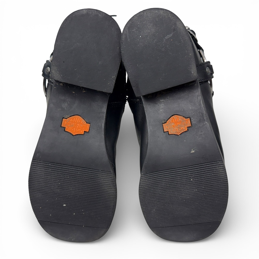 Harley Davidson Harness Motorcycle Boots Mens Size 10 Black Leather Block Heel